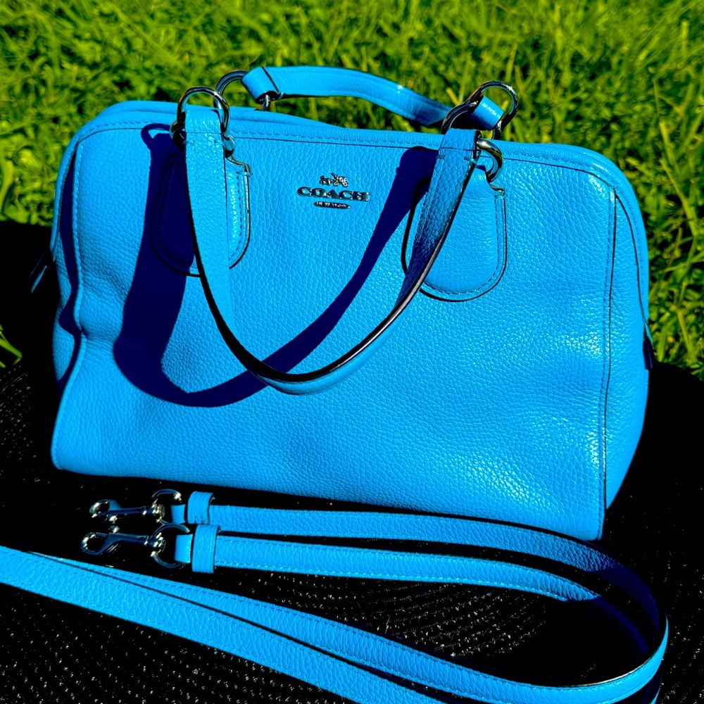 Coach blue leather handbag